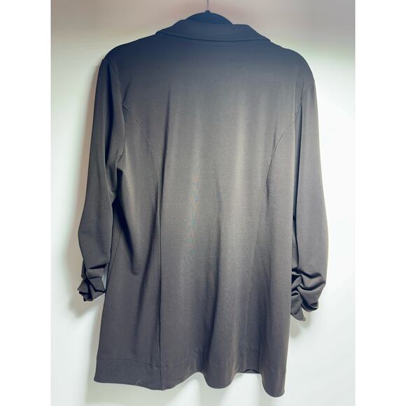 Chico’s Blazer Jacket Women Sz 2 Career Brown 3/4 Sleeve One Button Stretch - Picture 7 of 8